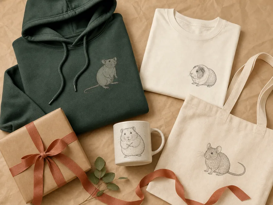 Nager-Motive auf Kleidung und Geschenkartikeln
